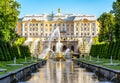 Grand Cascade of Peterhof Palace, Samson fountain and fountain alley near St. Petersburg, Russia Royalty Free Stock Photo