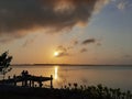 Grand Cayman Beautiful Romantic Dock Sunset Royalty Free Stock Photo