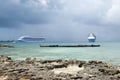 Grand Cayman Cruise Ships And A Sunken Ship Royalty Free Stock Photo