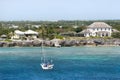 Grand Cayman Houses And The Yacht Royalty Free Stock Photo