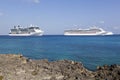 Grand Cayman Island Three Cruise Ships Royalty Free Stock Photo