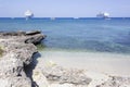 Grand Cayman Little Beach And Cruise Ships Royalty Free Stock Photo