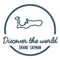 Grand Cayman Map Outline. Vintage Discover the. Royalty Free Stock Photo