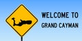 Grand Cayman map on road sign. Royalty Free Stock Photo