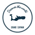 Grand Cayman map in vintage discover the world. Royalty Free Stock Photo