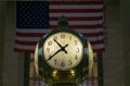 Grand Central Clock Close with Flag Royalty Free Stock Photo