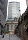 Grand Central Terminal southern facade on Park Avenue at Pershing Square viaduct, MetLife building in the background, New York Royalty Free Stock Photo