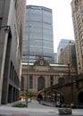 Grand Central Terminal southern facade on Park Avenue at Pershing Square viaduct, MetLife building in the background, New York Royalty Free Stock Photo