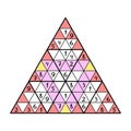 Grand colorful triangular sudoku puzzle white isolated vector illustration