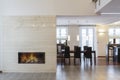 Grand design - Fireplace and dining room