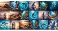 Ocean Life Collage Royalty Free Stock Photo