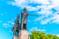 Grand Duke Gediminas statue seen on Katedros Square in Vilnius, Lithuania....IMAGE Royalty Free Stock Photo