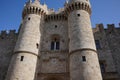 The grand entrance the famous Knights Grand Master Palace also known as Castello. Royalty Free Stock Photo