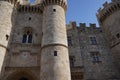 The grand entrance the famous Knights Grand Master Palace also known as Castello. Royalty Free Stock Photo