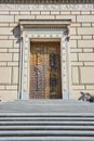 Grand Entrance with Golden Door and Principles Inscription, Low Angle Royalty Free Stock Photo