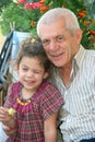 Grand father and grand doughter portrait Royalty Free Stock Photo