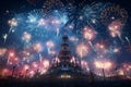 Grand fireworks display lighting up the night Royalty Free Stock Photo