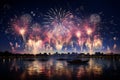 Grand fireworks display lighting up the night Royalty Free Stock Photo