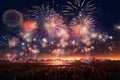 Grand fireworks display lighting up the night Royalty Free Stock Photo