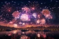 Grand fireworks display lighting up the night Royalty Free Stock Photo