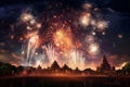 Grand fireworks display lighting up the night Royalty Free Stock Photo