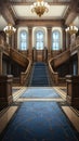 The grand hall of the royal palace. Generative AI image.