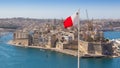 Grand Harbour, Malta, with Maltese Flag Royalty Free Stock Photo