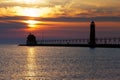 Grand Haven Pier at Night - Michigan, USA Royalty Free Stock Photo