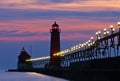 Grand Haven Pier at Night. Grand Haven Michigan Royalty Free Stock Photo