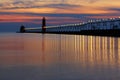 Grand Haven Pier at Sunset. Grand Haven Michigan Royalty Free Stock Photo