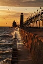 Grand Haven South Pierhead Lighthouse Royalty Free Stock Photo