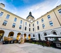 Grand Hotel Dieu courtyard and garden in Lyon, France Royalty Free Stock Photo