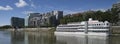 Grand Hotel River Park Bratislava and Danube river panorama, Slovakia