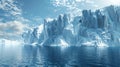 A grand iceberg majestically floats in the vast expanse of the ocean, showcasing a stunning display of natural beauty