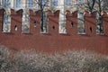Grand Kremlin palace and Moscow Kremlin wall. Color winter photo. Royalty Free Stock Photo