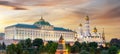 Grand Kremlin palace and towers of Moscow Kremlin at sunset, Russia Royalty Free Stock Photo