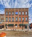 GRAND LEDGE, UNITED STATES - Jun 21, 2020: Exterior view of Cancun Mexican Grill, Glo Salon and the Grand Loft businesses