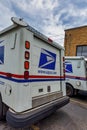 GRAND LEDGE, UNITED STATES - Jun 21, 2020: Rear View of USPS Delivery Vehicle