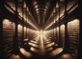 Grand Library Interior with Arched Ceilings and Bookshelves Royalty Free Stock Photo