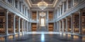 Grand Library Interior Stunning 3D Render of Luxurious Architecture Royalty Free Stock Photo