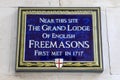 Grand Lodge of English Freemasons Plaque in the City of London