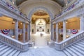 Grand marble staircase leading to the House Chamber of the Utah State Capitol building on Capitol Hill in Salt Lake City