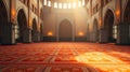 Grand Mosque Interior: Sunlight Streaming Through Arched Windows Royalty Free Stock Photo
