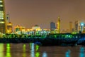 The Grand mosque of Kuwait behind a dhow port near the Sharq souq in Kuwait druing night