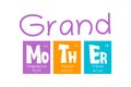 Grand Mother Text as Periodic Table of Mendeleev Elements for printing on t-shirt, mug, any gift, for Mother`s day or