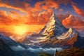 Grand Mountain sunset view. Generate Ai