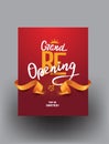 Grand reopening poster with curly cut ribbons. Royalty Free Stock Photo