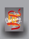 Grand reopening poster with curly ribbon and lettering. Royalty Free Stock Photo