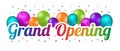 Grand Opening Banner - Colorful Illustration With Balloons And Confetti Stars Royalty Free Stock Photo