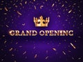 Grand opening banner. Elegant promotional invitation cards, shiny design grand celebration. Ceremony presentation open